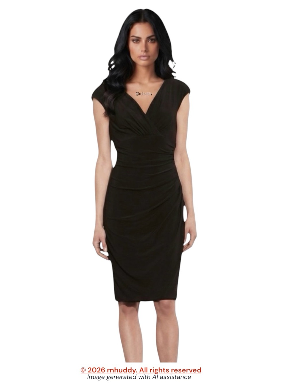 Lauren Ralph Lauren 8 petite black cap sleeve jersey knit dress